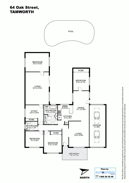 Floorplan of Homely house listing, 64 Oak Street, Tamworth NSW 2340