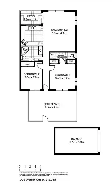 Floorplan of Homely unit listing, 2/36 Warren Street, St Lucia QLD 4067