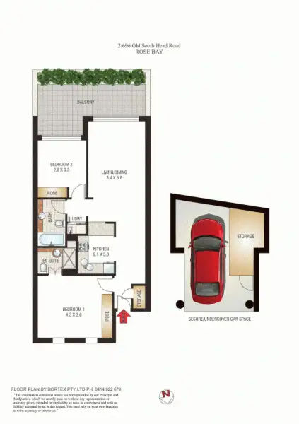 Floorplan of Homely unit listing, 2/694-696 Old South Head Road, Rose Bay NSW 2029