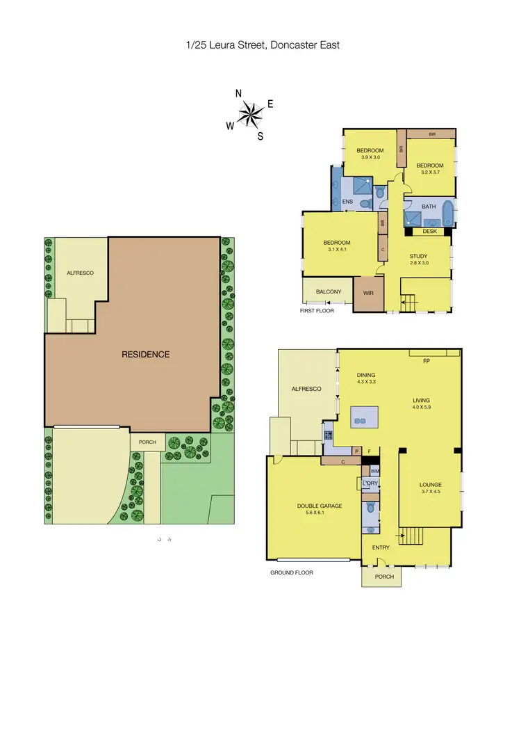 Floorplan of Homely townhouse listing, 1/25 Leura Street, Doncaster East VIC 3109
