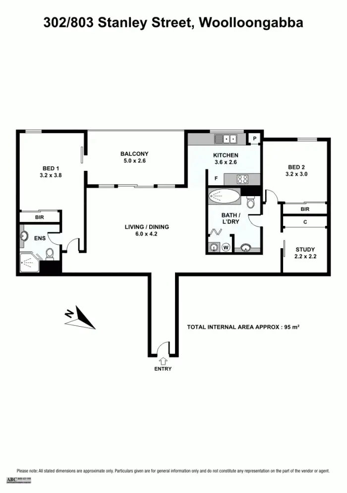 Floorplan of Homely unit listing, 302/803 Stanley Street, Woolloongabba QLD 4102