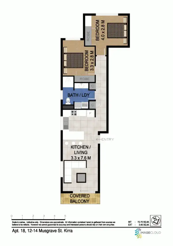 Floorplan of Homely unit listing, 18/12-14 Musgrave Street, Kirra QLD 4225