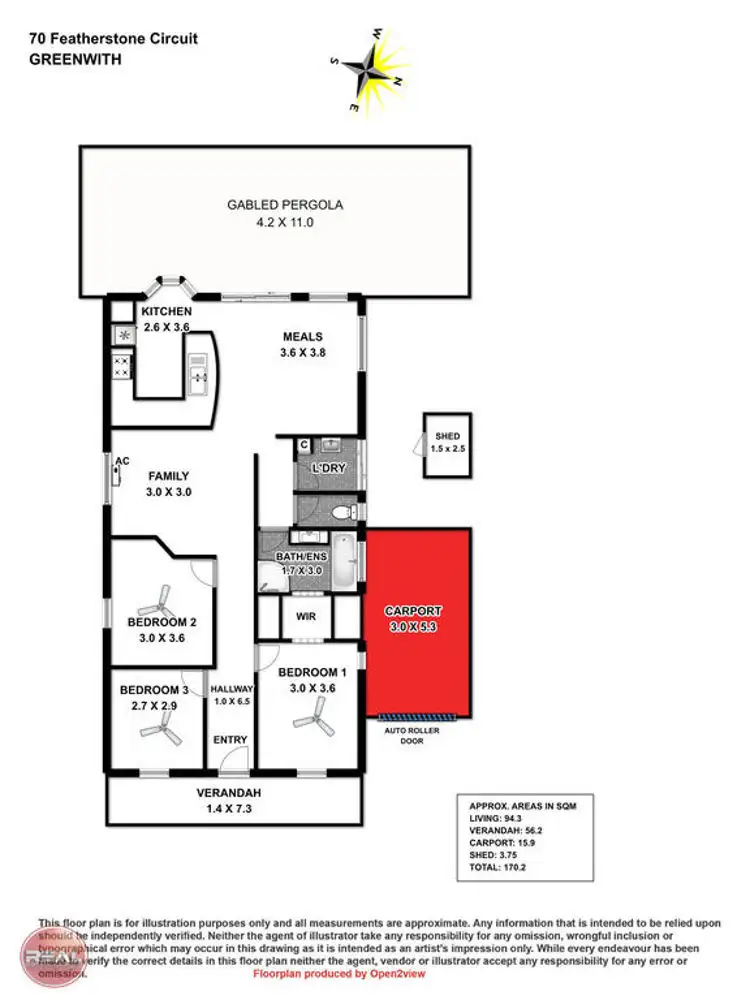 Floorplan of Homely house listing, 70 Featherstone Circuit, Greenwith SA 5125