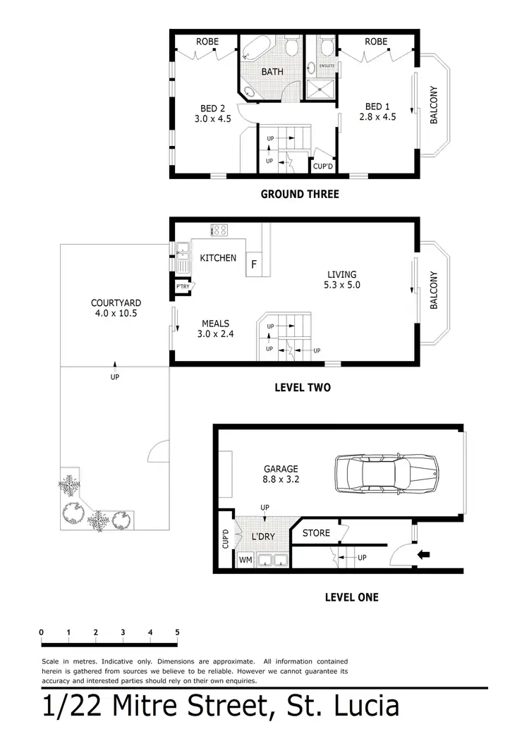 Floorplan of Homely townhouse listing, 1/22 Mitre Street, St Lucia QLD 4067
