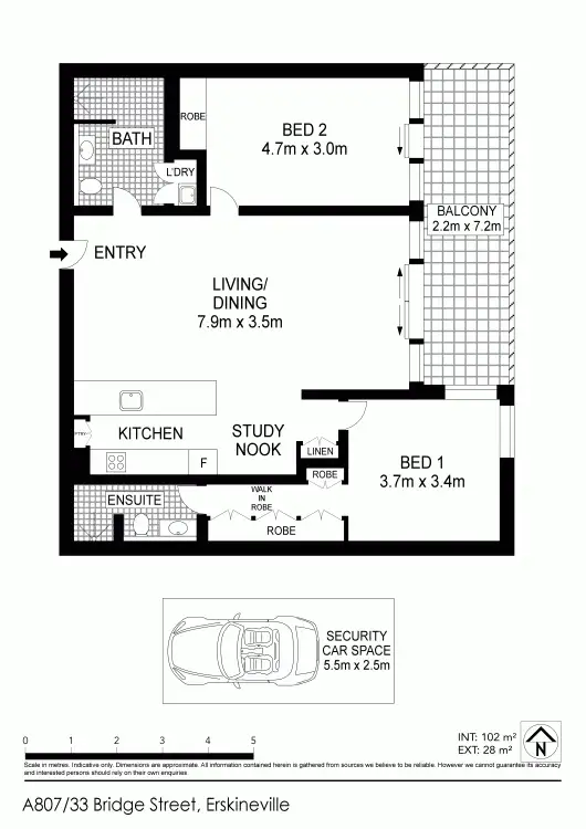 Floorplan of Homely unit listing, A807/33 Bridge Street, Erskineville NSW 2043