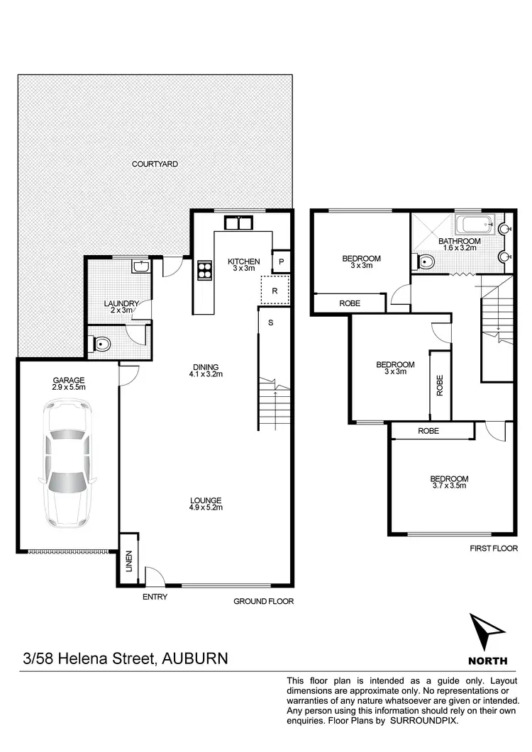 Floorplan of Homely townhouse listing, 3/58-60 Helena St, Auburn NSW 2144