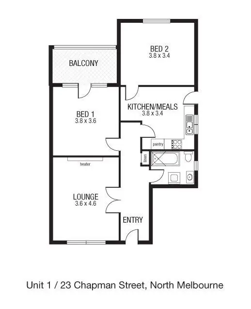 Floorplan of Homely apartment listing, 1/23 Chapman Street, North Melbourne VIC 3051