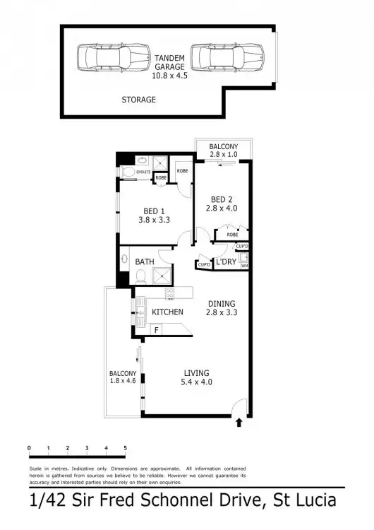 Floorplan of Homely unit listing, 1/42 Sir Fred Schonell Drive, St Lucia QLD 4067