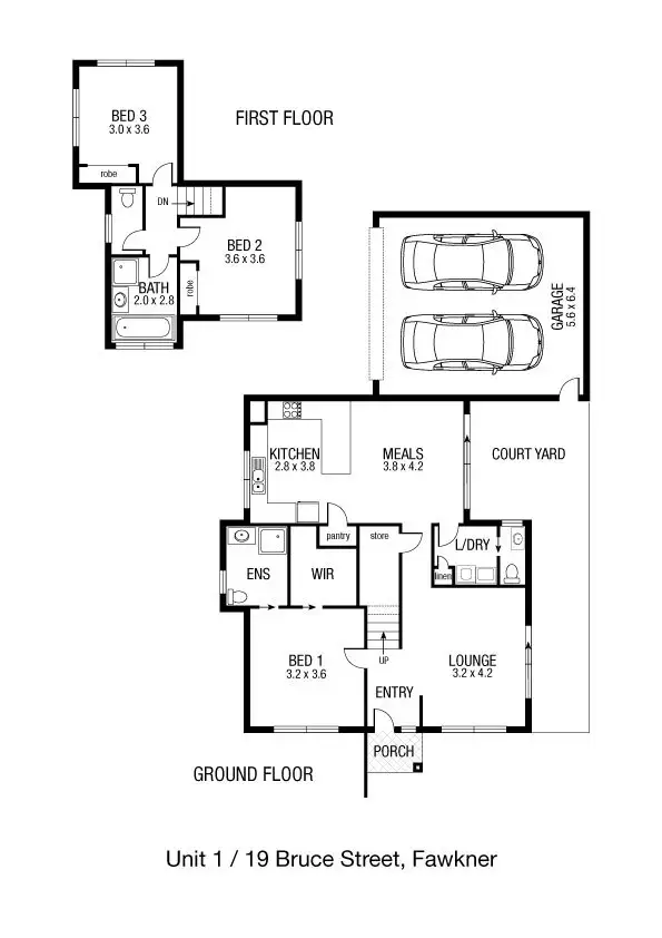 Floorplan of Homely townhouse listing, 1/19 Bruce Street, Fawkner VIC 3060