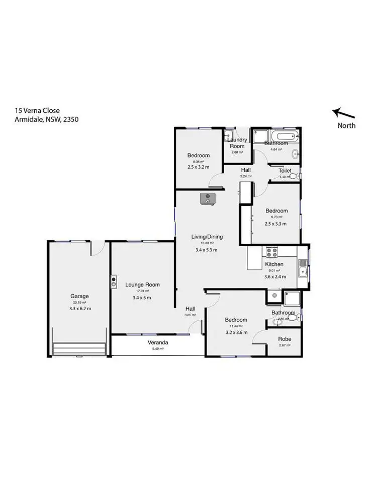 Floorplan of Homely house listing, 15 Verna Close, Armidale NSW 2350