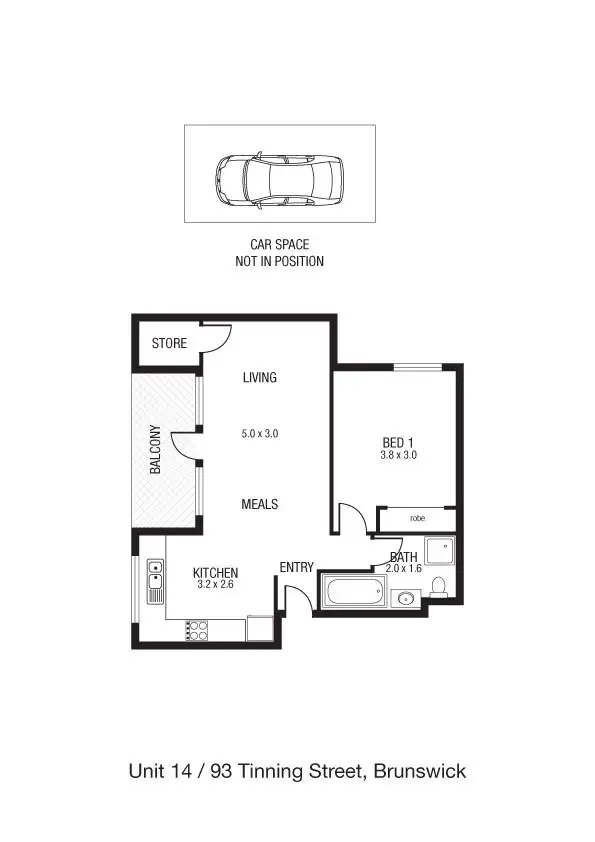 Floorplan of Homely apartment listing, 14/93 Tinning Street, Brunswick VIC 3056