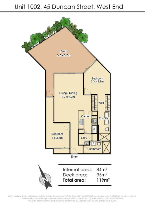 Floorplan of Homely apartment listing, 1002/45 Duncan Street, West End QLD 4101