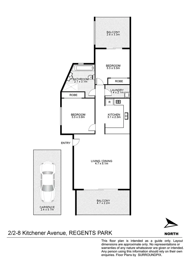Floorplan of Homely unit listing, 2/2-8 Kitchener Avenue, Regents Park NSW 2143