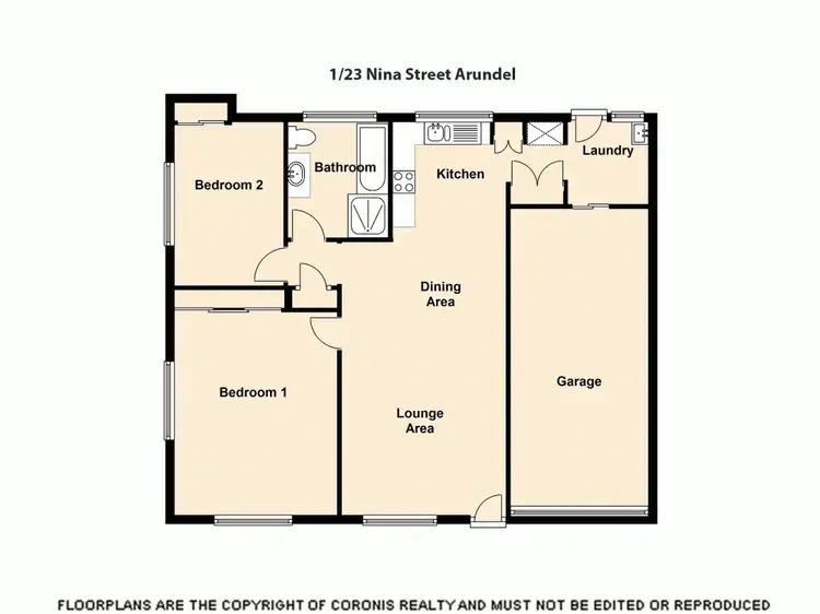 Floorplan of Homely semi-detached listing, 1/23 Nina Parade, Arundel QLD 4214