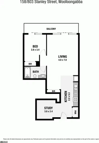 Floorplan of Homely unit listing, 158/803 Stanley Street, Woolloongabba QLD 4102