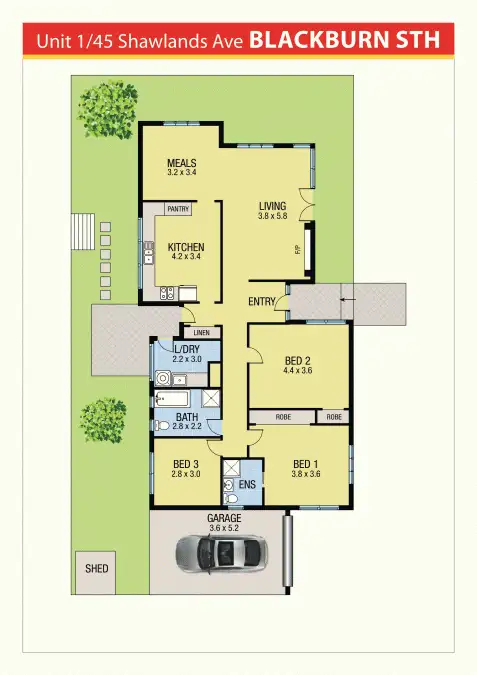 Floorplan of Homely house listing, 1/45 Shawlands Avenue, Blackburn South VIC 3130