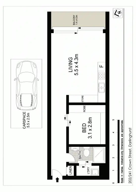 Floorplan of Homely apartment listing, 202/241-247 Crown St, Darlinghurst NSW 2010