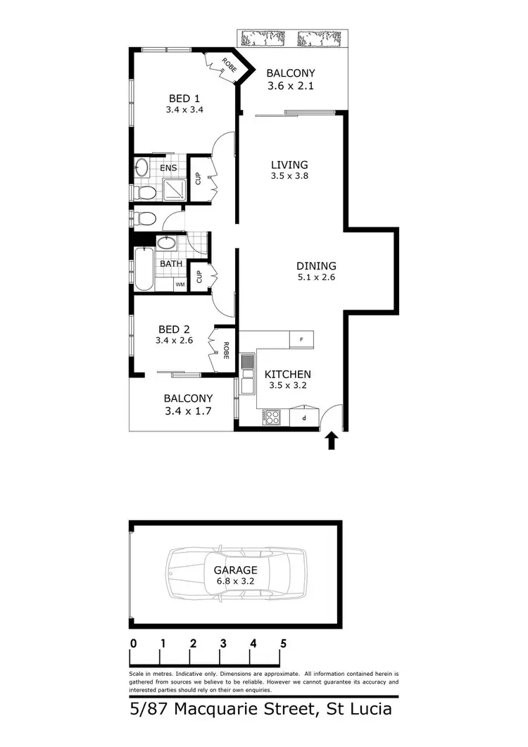 Floorplan of Homely unit listing, 5/87 Macquarie Street, St Lucia QLD 4067
