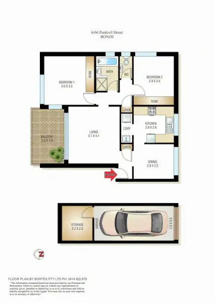 Floorplan of Homely unit listing, 6/66 Penkivil Street, Bondi NSW 2026