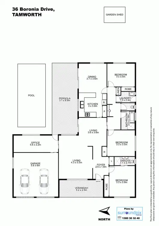 Floorplan of Homely house listing, 36 Boronia Drive, Tamworth NSW 2340