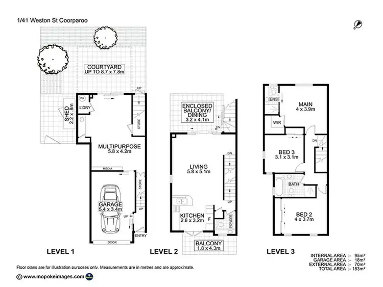 Floorplan of Homely townhouse listing, 1 / 41 Weston Street, Coorparoo QLD 4151