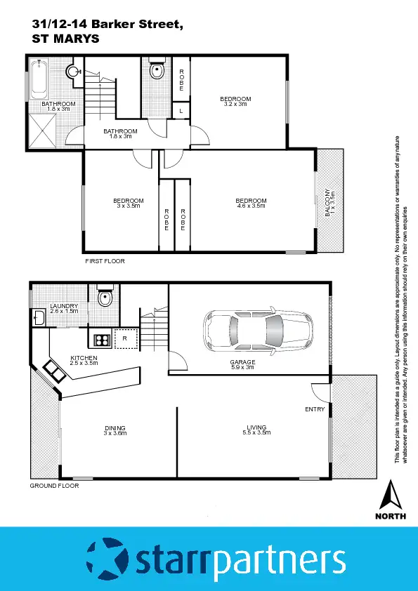 Floorplan of Homely townhouse listing, 31/12-14 Barker Street, St Marys NSW 2760