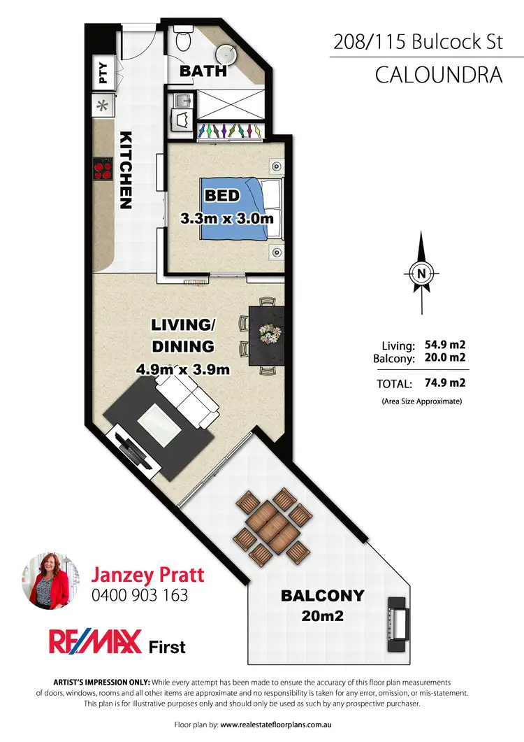 Floorplan of Homely unit listing, 208/115 Bulcock Street, Caloundra QLD 4551