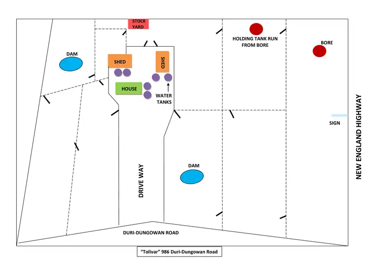 Floorplan of Homely rural property listing, 986 Duri-Dungowan Road "Tolivar", Timbumburi NSW 2340