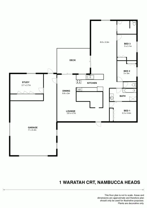 Floorplan of Homely house listing, 1 Waratah Court, Nambucca Heads NSW 2448