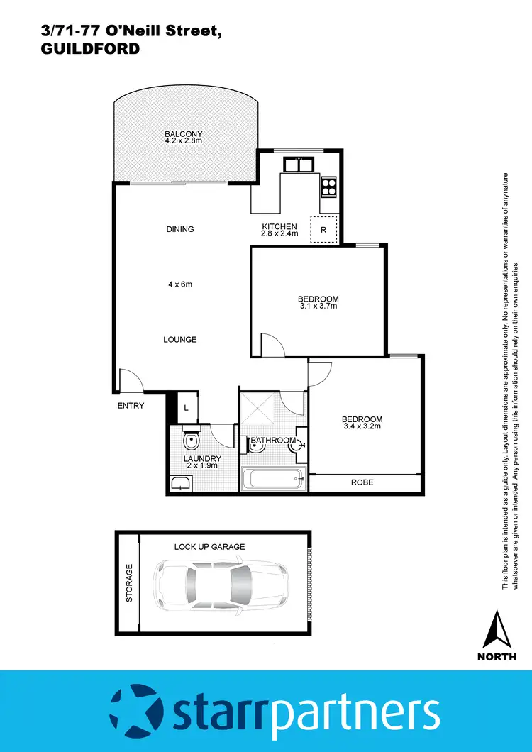 Floorplan of Homely unit listing, 3/71-77 O'Neill Street, Guildford NSW 2161