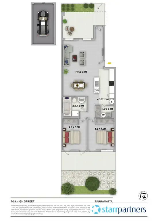 Floorplan of Homely apartment listing, 7/69-71 High Street, Parramatta NSW 2150