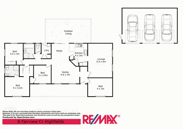 Floorplan of Homely house listing, 8 Fairview Crescent, Highfields QLD 4352