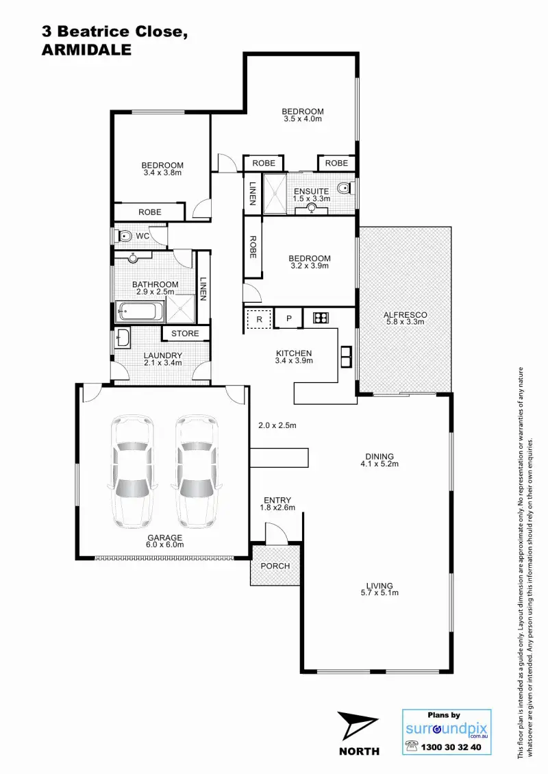 Floorplan of Homely house listing, 3 Beatrice Close, Armidale NSW 2350