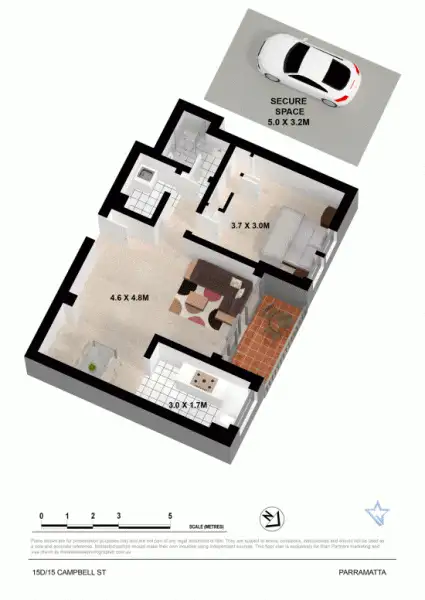Floorplan of Homely unit listing, 15D/15 Campbell Street, Parramatta NSW 2150