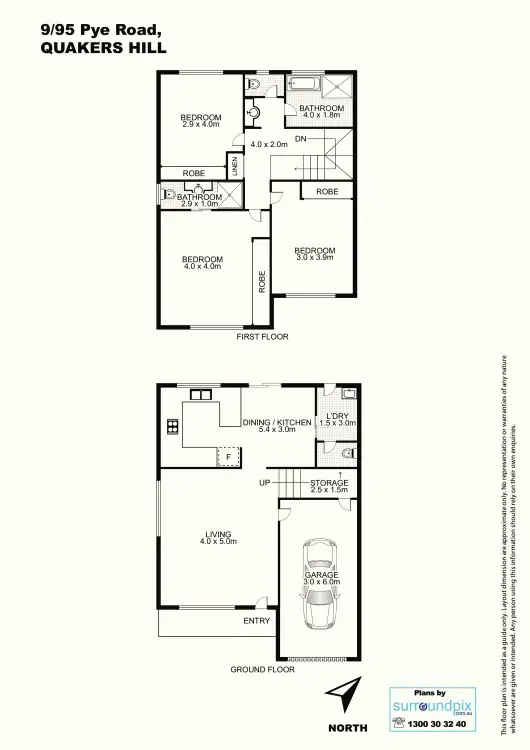 Floorplan of Homely townhouse listing, 9/95 Pye Road, Quakers Hill NSW 2763