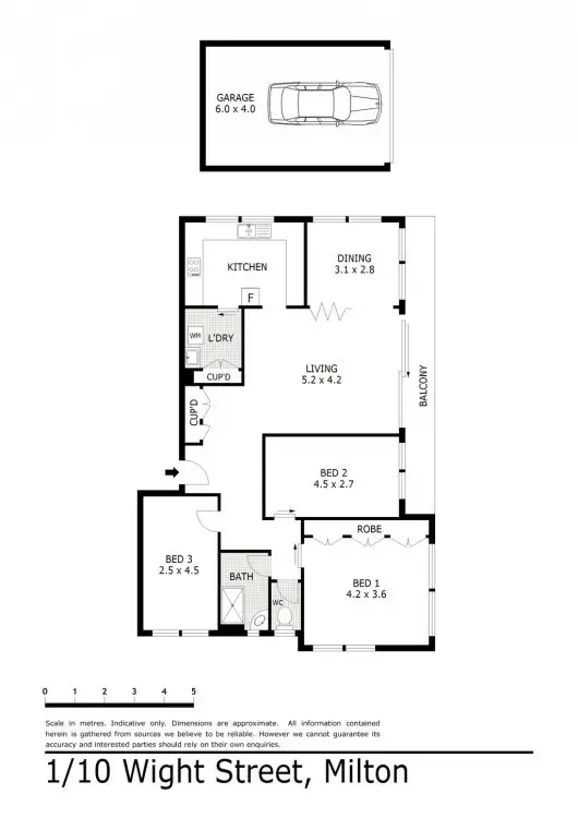 Floorplan of Homely unit listing, 1/10 Wight Street, Milton QLD 4064