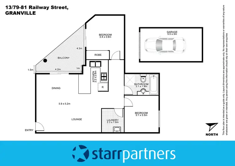 Floorplan of Homely unit listing, 13/79-81 Railway Street, Granville NSW 2142