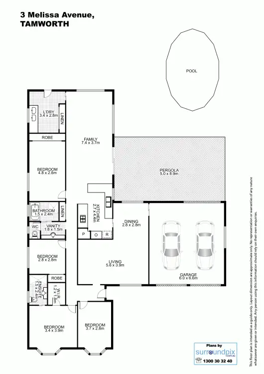 Floorplan of Homely house listing, 3 Melissa Avenue, Tamworth NSW 2340