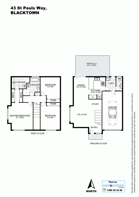Floorplan of Homely semi-detached listing, 43 St Pauls Way, Blacktown NSW 2148