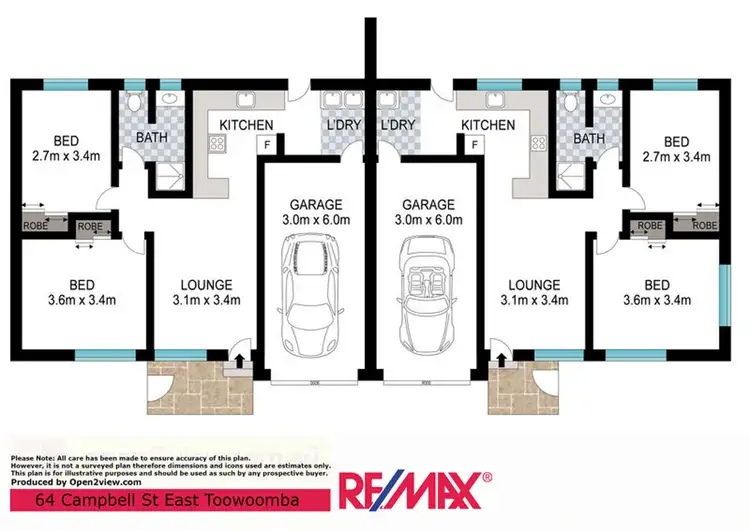 Floorplan of Homely semi-detached listing, 64 Campbell Street, East Toowoomba QLD 4350
