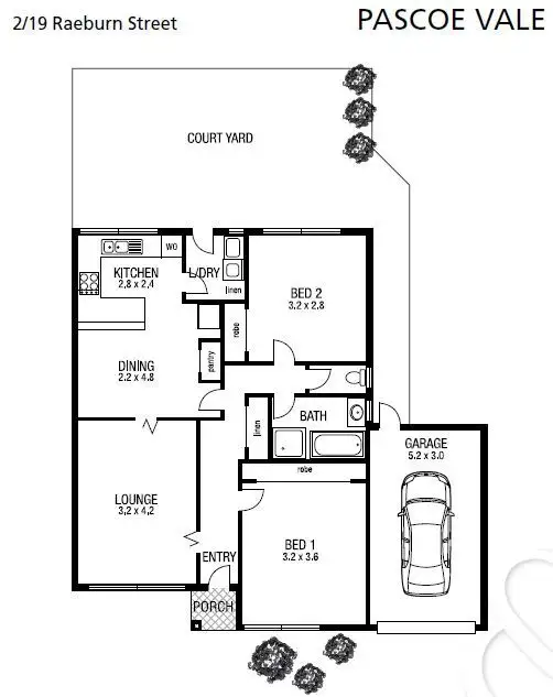 Floorplan of Homely villa listing, 2/19 Raeburn Street, Pascoe Vale VIC 3044