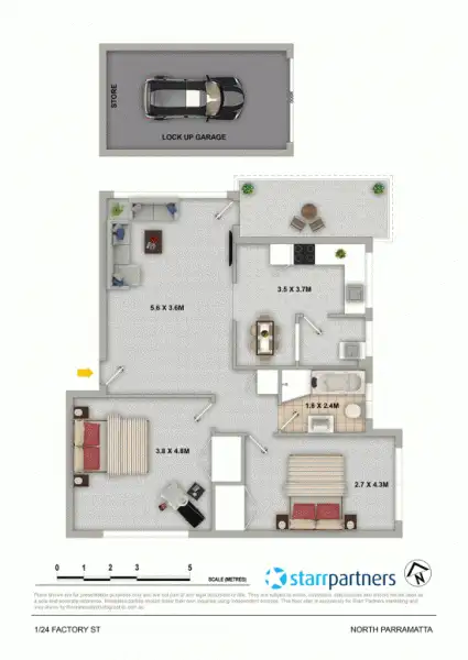 Floorplan of Homely unit listing, 1/24 Factory Street, North Parramatta NSW 2151
