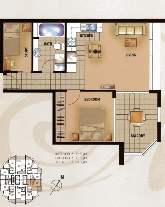 Floorplan of Homely unit listing, 1604/70 Mary Street, Brisbane City QLD 4000