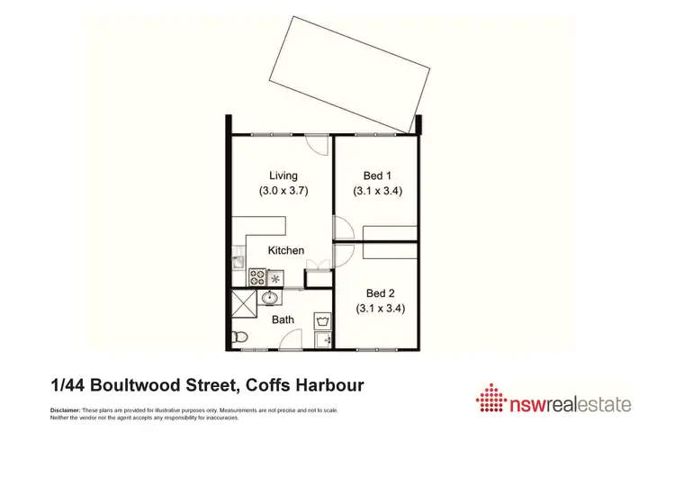 Floorplan of Homely unit listing, 1/44 Boultwood Street, Coffs Harbour NSW 2450