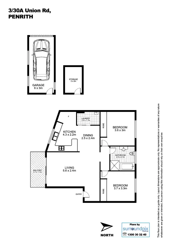 Floorplan of Homely unit listing, 3/30A Union Road, Penrith NSW 2750