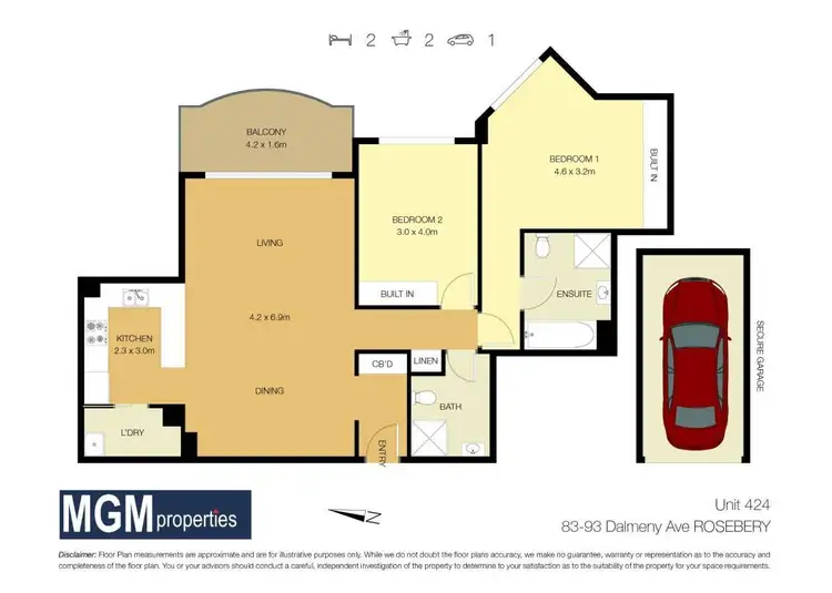 Floorplan of Homely apartment listing, 424/83 Dalmeny Avenue, Rosebery NSW 2018