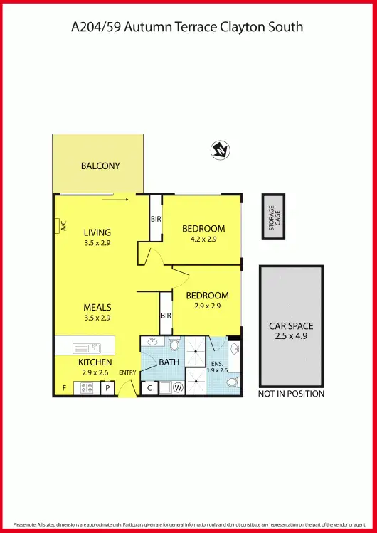 Floorplan of Homely apartment listing, A204/59 Autumn Terrace, Clayton South VIC 3169