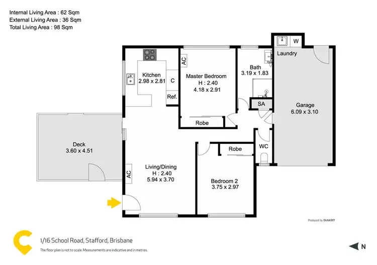 Floorplan of Homely villa listing, 1/16 School Road, Stafford QLD 4053