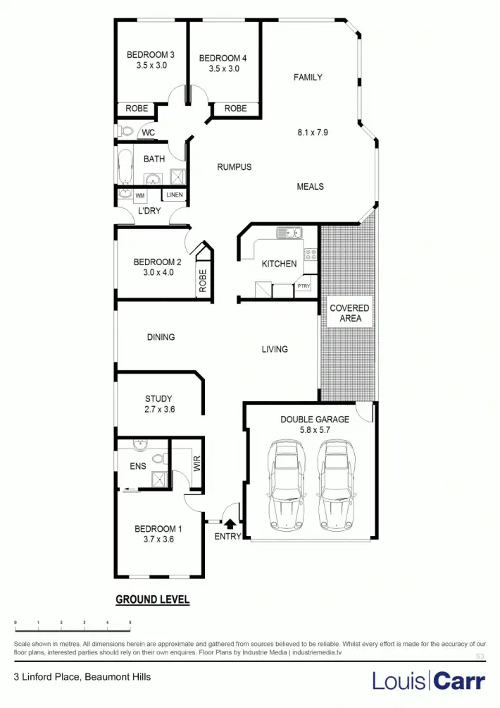 Floorplan of Homely house listing, 3 Linford Place, Beaumont Hills NSW 2155