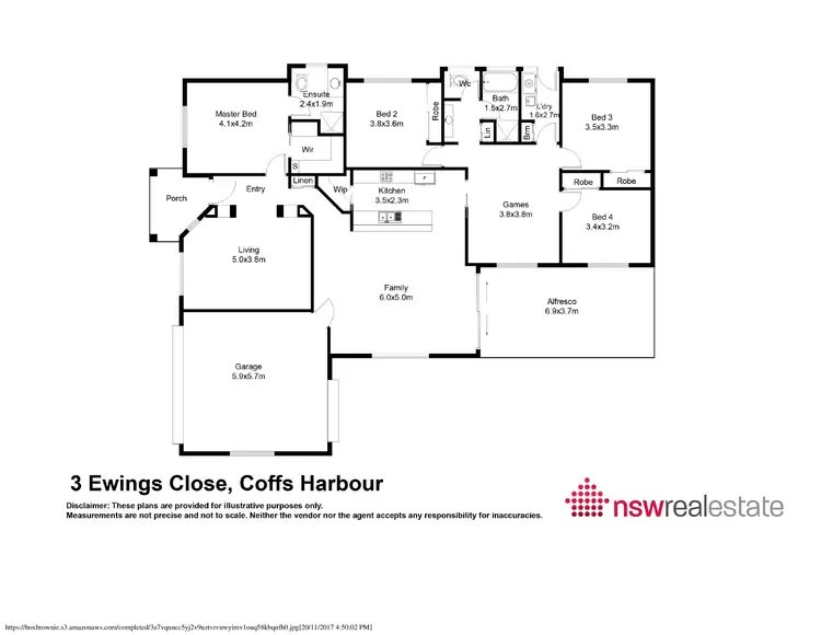 Floorplan of Homely house listing, 3 Ewings Close, Coffs Harbour NSW 2450